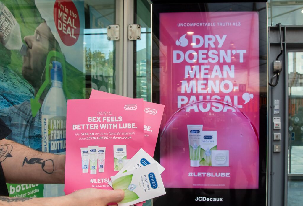 Durex sampling at Manchester Piccadilly station.