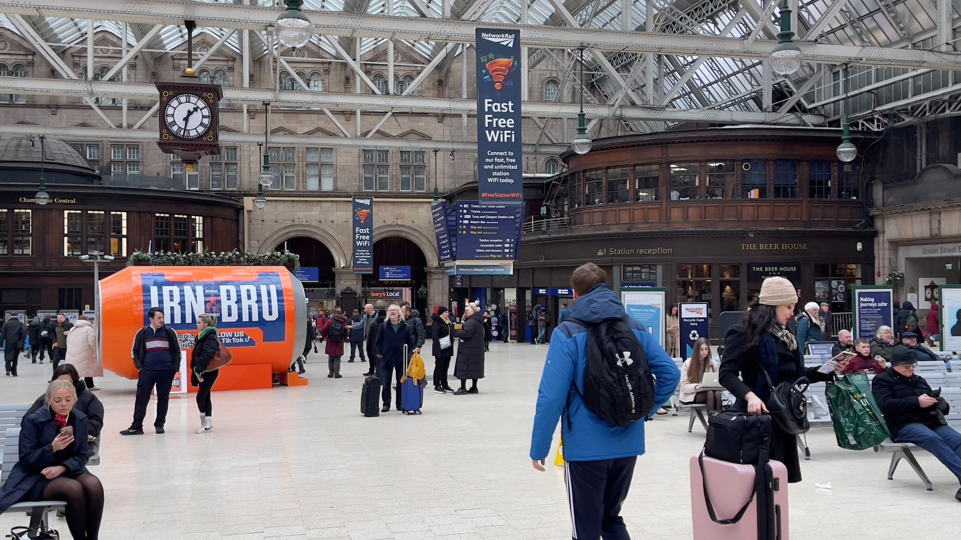 Irn Bru x Glasgow International Comedy Festival at Glasgow Central station