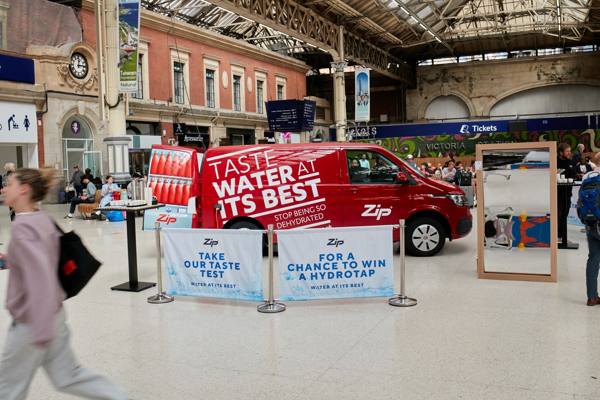 Zip Water at Victoria station